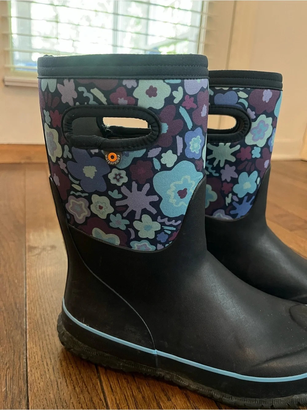 Bogs Kids Floral Pattern Navy Blue Rain and winter Boots